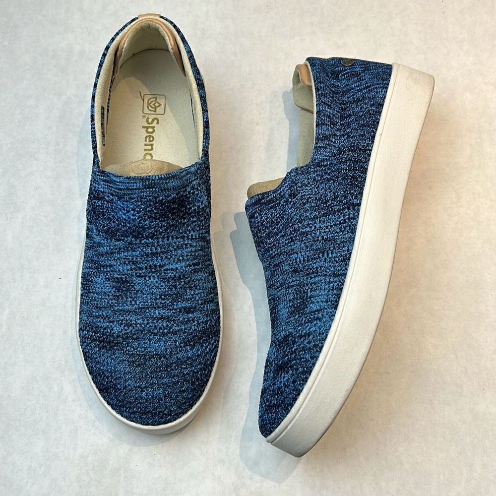 Spenco Womens Coastal Slip On Shoes Patriot Blue Sz 10 Knit Orthotic Lightweight